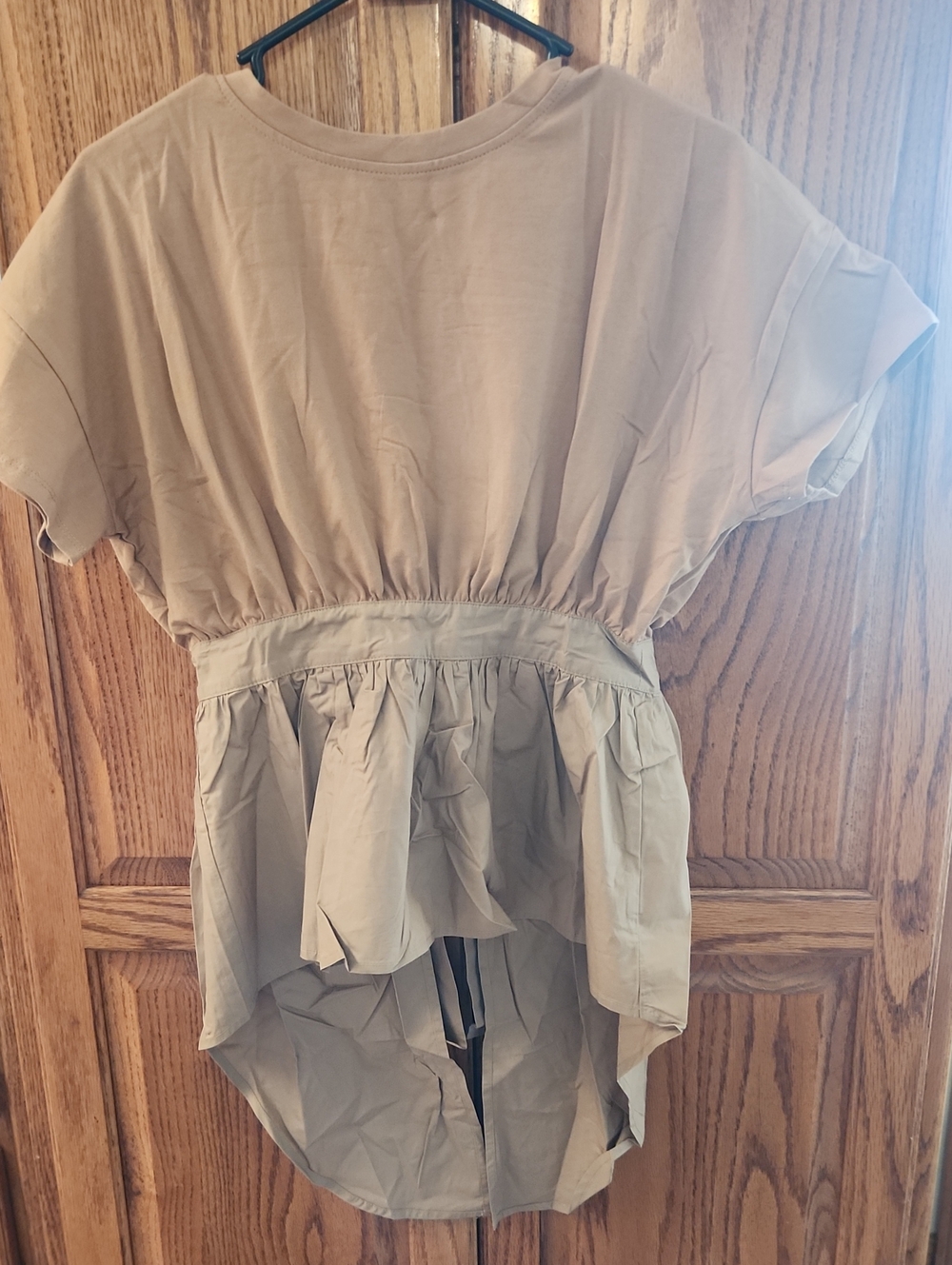 Hayden Los Angeles short-sleeve top Tan Open Back Tie Waist High-Low Small